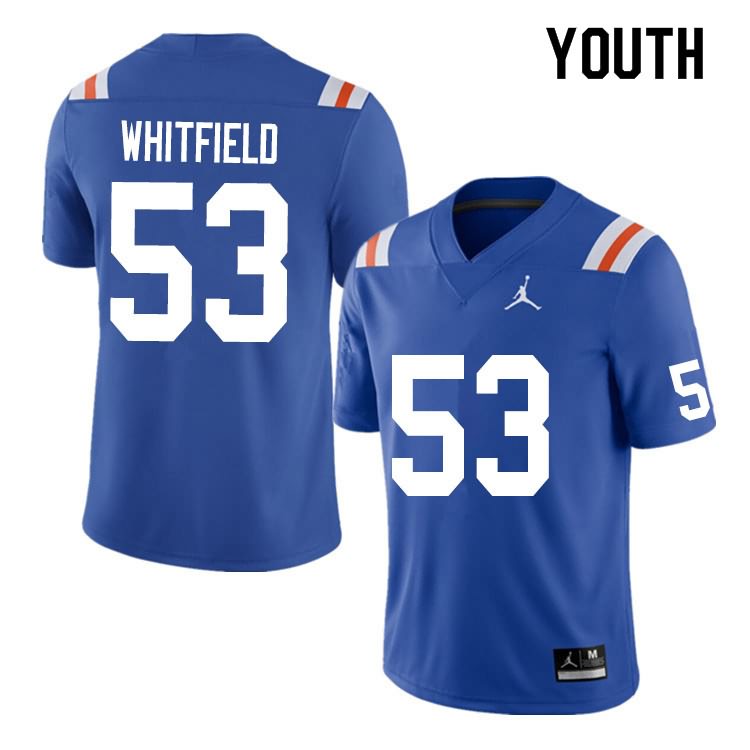 NCAA Florida Gators Chase Whitfield Youth #53 Nike Blue Throwback Stitched Authentic College Football Jersey NDU2364ND